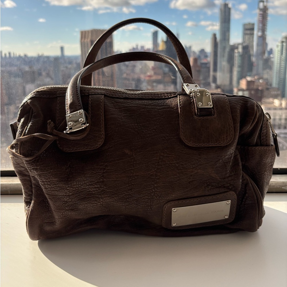Balenciaga brown leather ultra mini duffel
